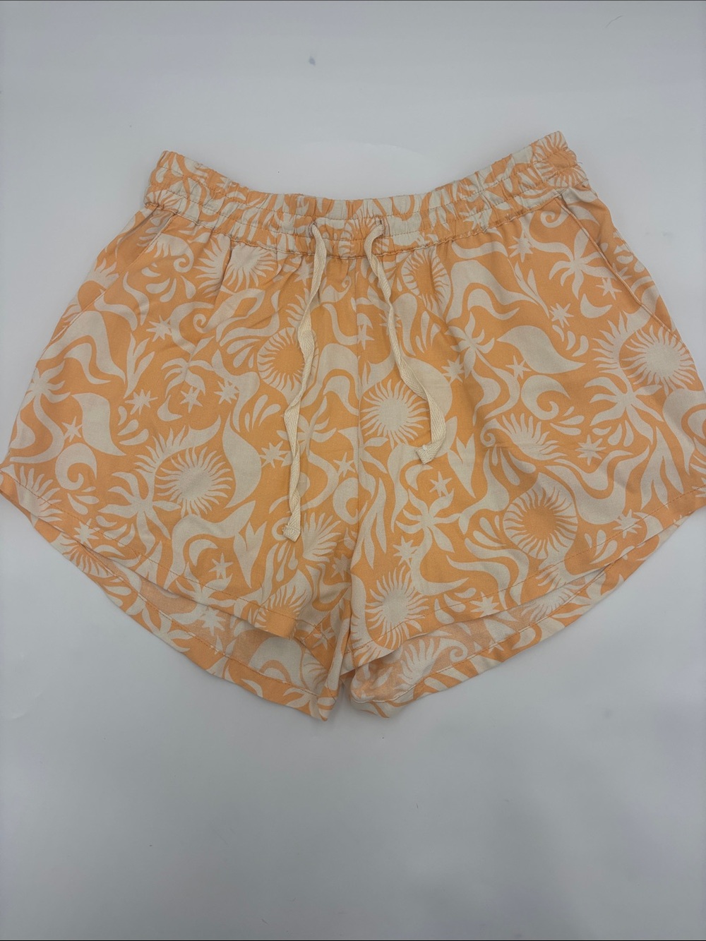 Billabong Orange Print Drawstring Shorts